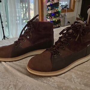 TOMS mesa waterproof Forest Brown Oiled Nubuck Suede Boots women's size 12